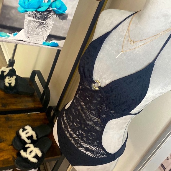 Black with Lace Bathing Suit - Picture 3 of 9
